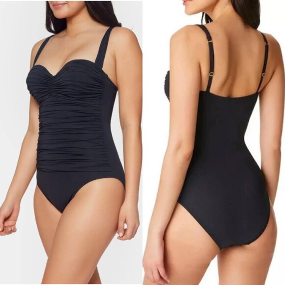 Bleu Rod Beattie Other - Bleu Rod Beattie Kore Shirred Bandeau One Piece Swimsuit NWT Sz 10